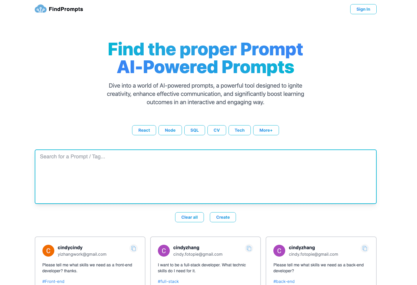 Find Prompts Website